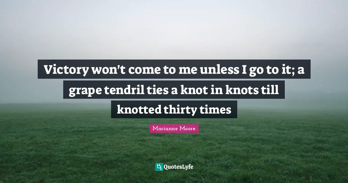 Victory won't come to me unless I go to it; a grape tendril ties a knot in knots till knotted thirty times