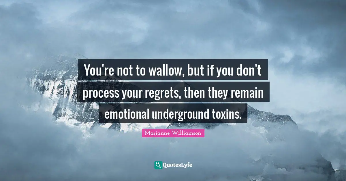You're not to wallow, but if you don't process your regrets, then they remain emotional underground toxins.