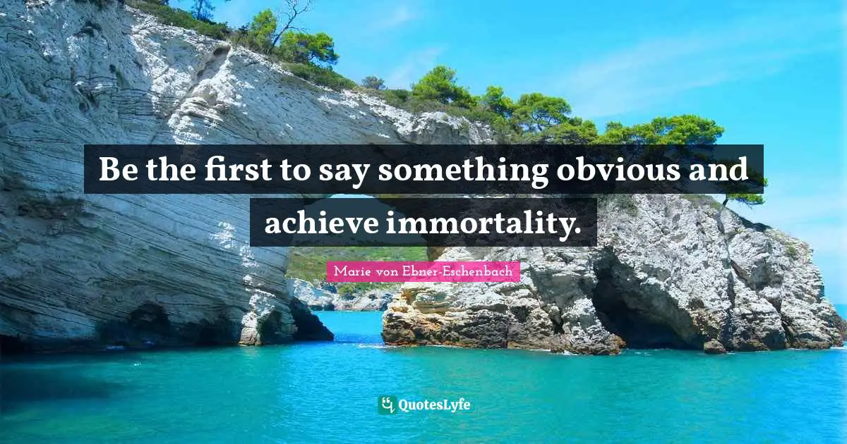 Be the first to say something obvious and achieve immortality.