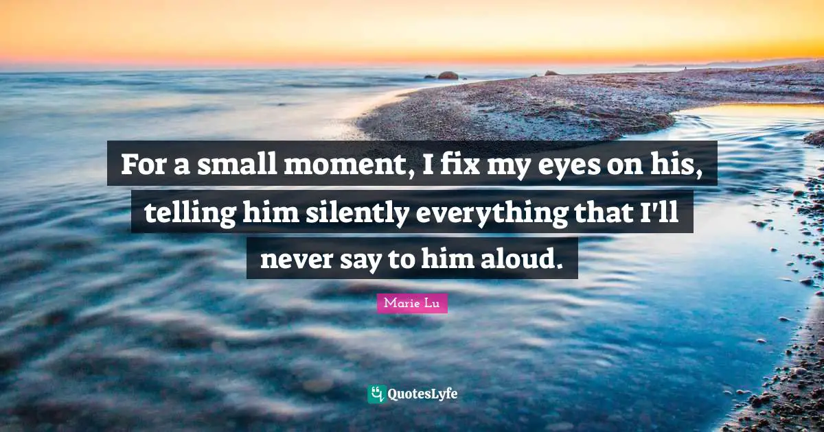 For a small moment, I fix my eyes on his, telling him silently everything that I'll never say to him aloud.