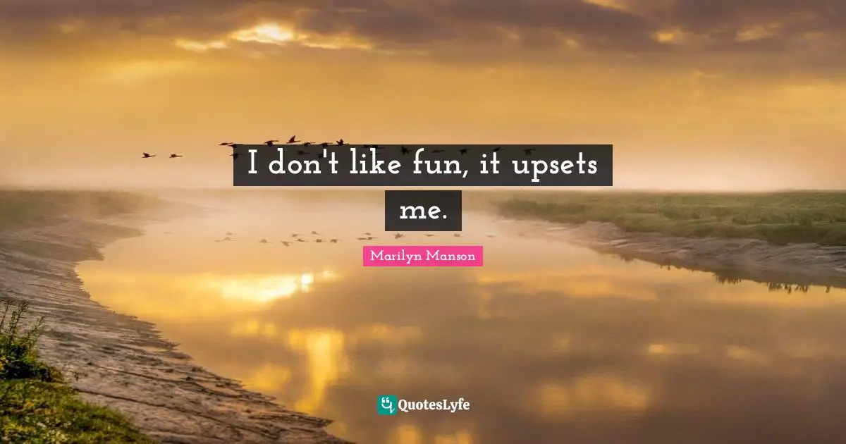 I don't like fun, it upsets me.