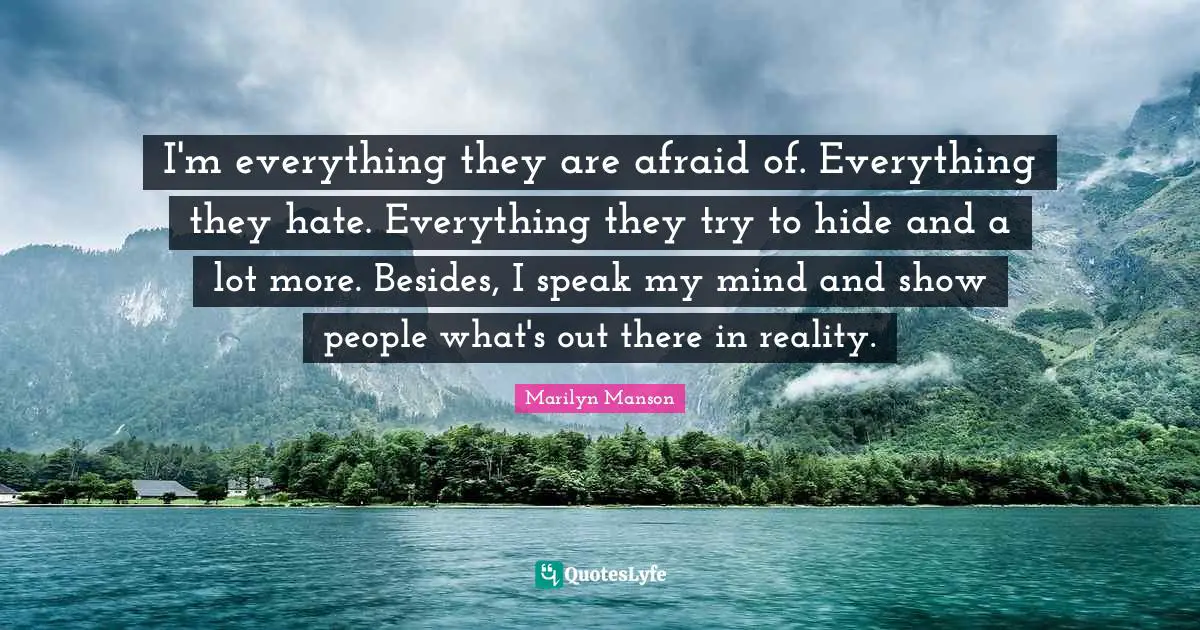 I'm everything they are afraid of. Everything they hate. Everything they try to hide and a lot more. Besides, I speak my mind and show people what's out there in reality.