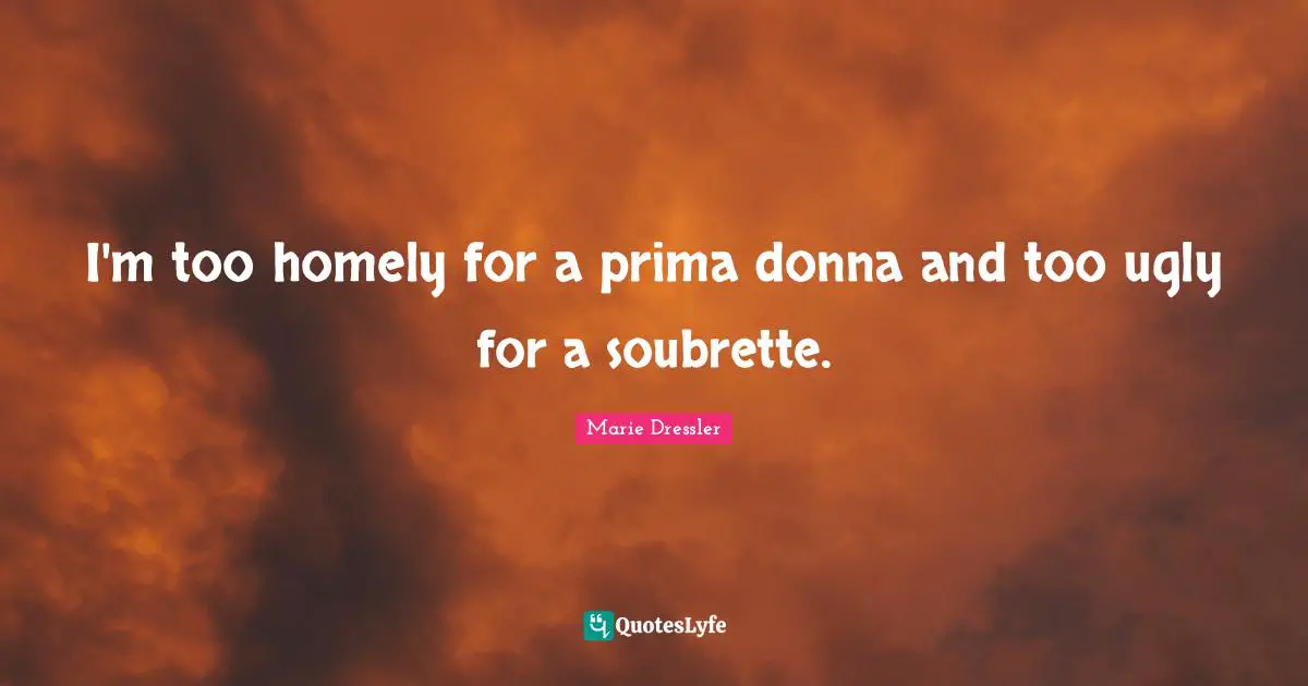I'm too homely for a prima donna and too ugly for a soubrette.