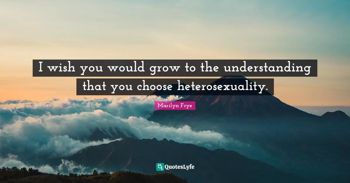 Wish You Quotes: "I wish you would grow to the understanding that you choose heterosexuality."