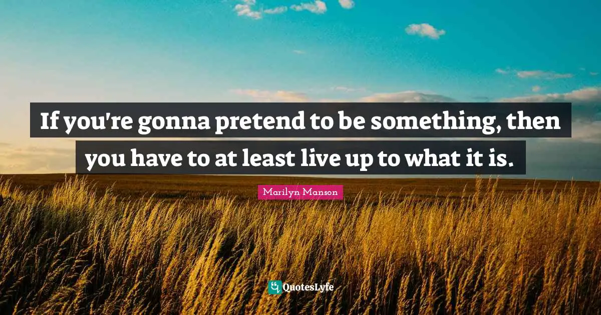 If you're gonna pretend to be something, then you have to at least live up to what it is.