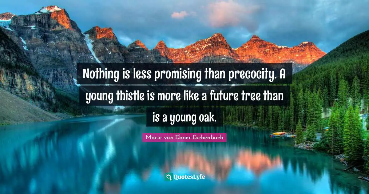 Nothing is less promising than precocity. A young thistle is more like a future tree than is a young oak.