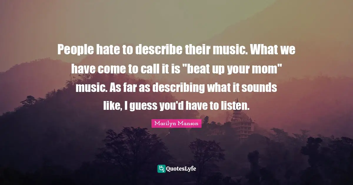 People hate to describe their music. What we have come to call it is "beat up your mom" music. As far as describing what it sounds like, I guess you'd have to listen.
