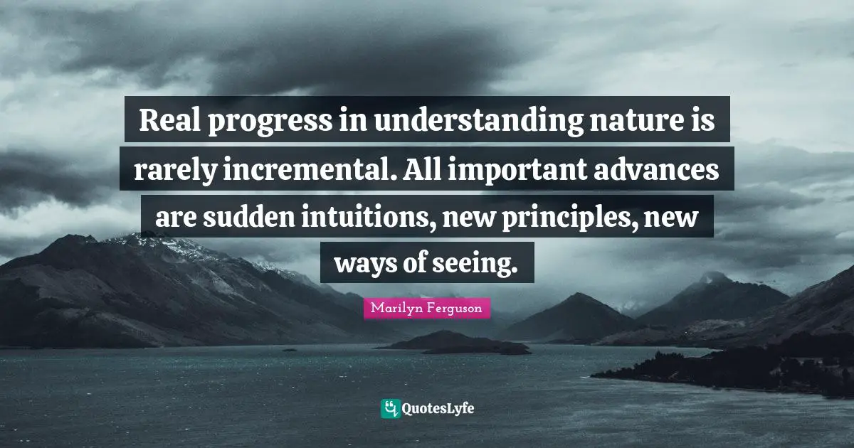 Real progress in understanding nature is rarely incremental. All important advances are sudden intuitions, new principles, new ways of seeing.