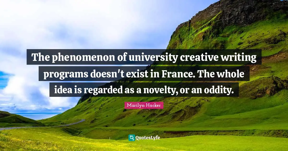 The phenomenon of university creative writing programs doesn't exist in France. The whole idea is regarded as a novelty, or an oddity.