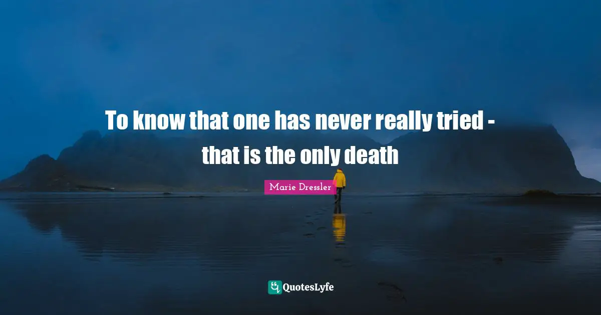 To know that one has never really tried - that is the only death