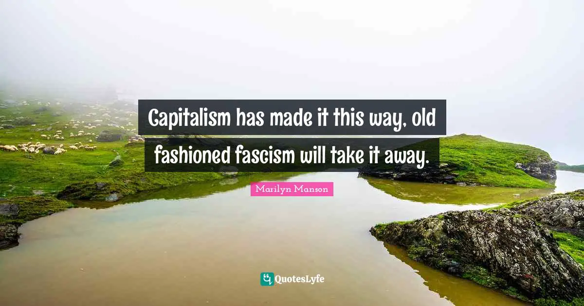 Capitalism has made it this way, old fashioned fascism will take it away.