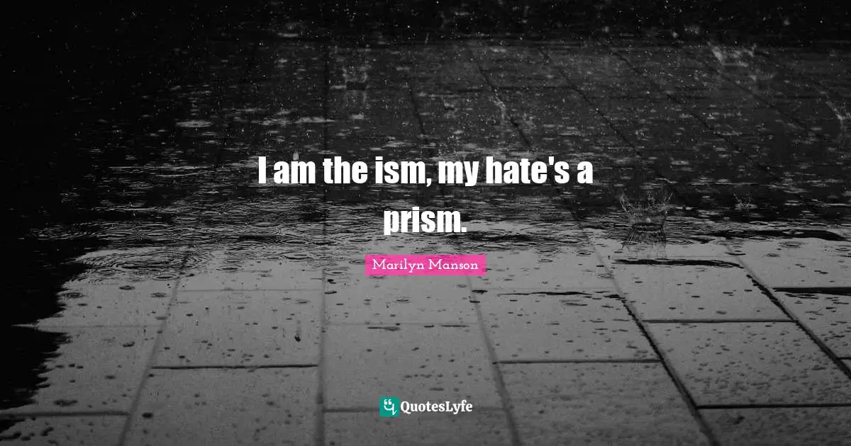 I am the ism, my hate's a prism.