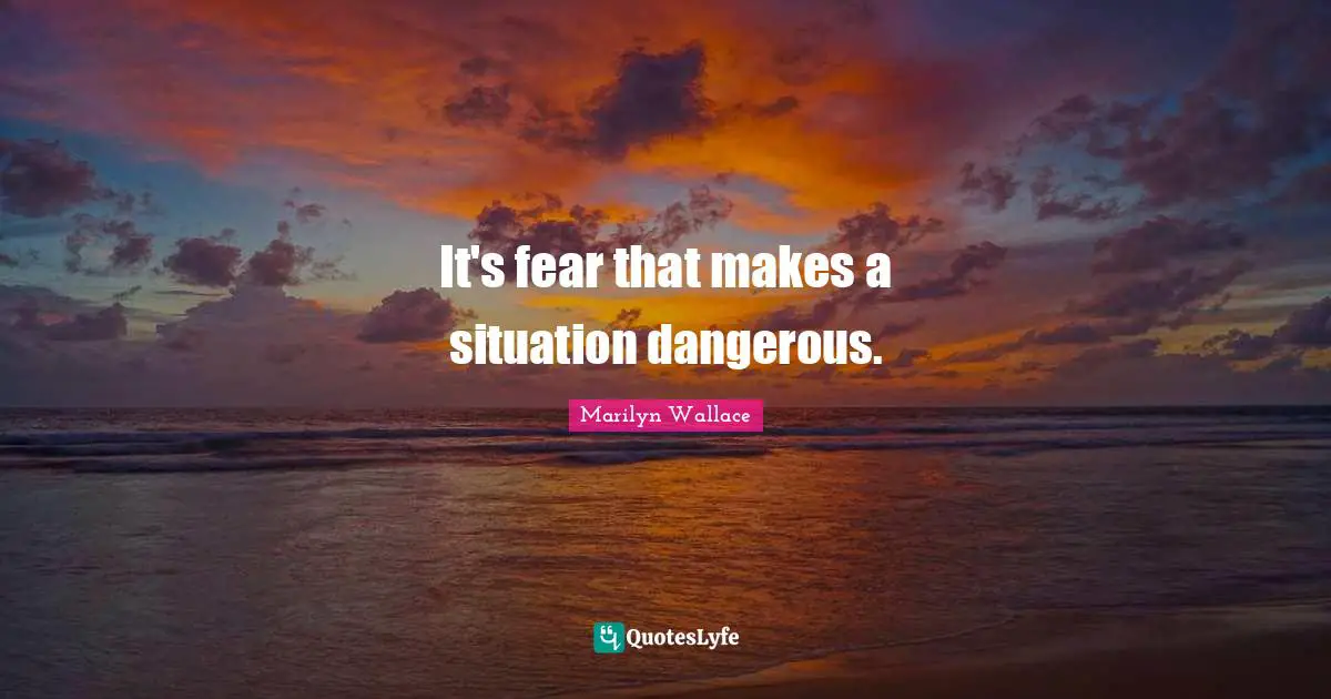 It's fear that makes a situation dangerous.