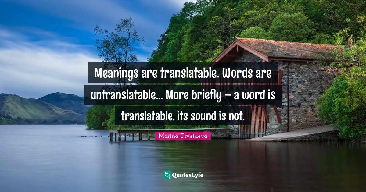 Meanings are translatable. Words are untranslatable… More briefly – a word is translatable, its sound is not.