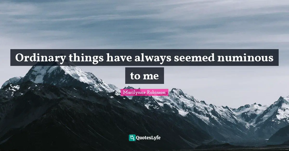 Numinous Quotes: "Ordinary things have always seemed numinous to me"