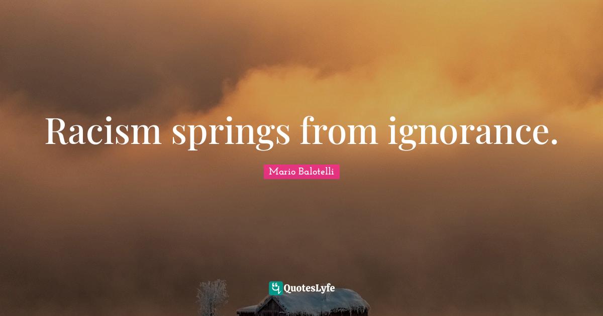 Racism springs from ignorance.