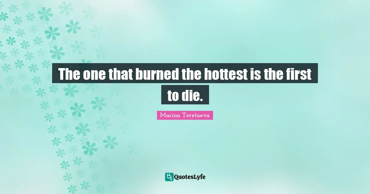 The one that burned the hottest is the first to die.