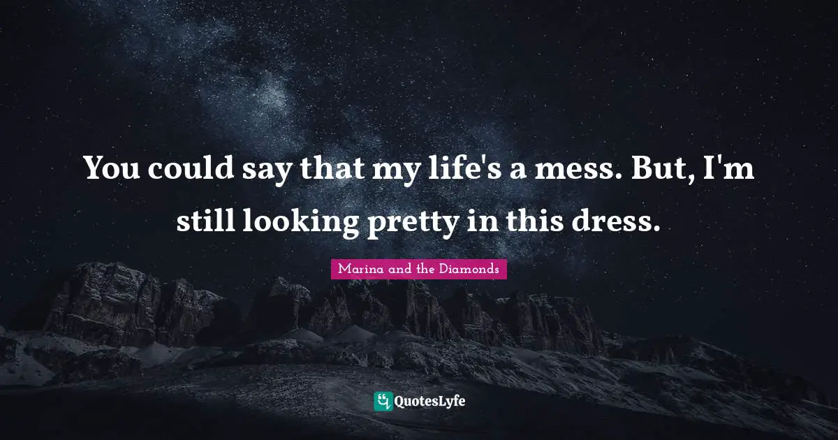 You could say that my life's a mess. But, I'm still looking pretty in this dress.