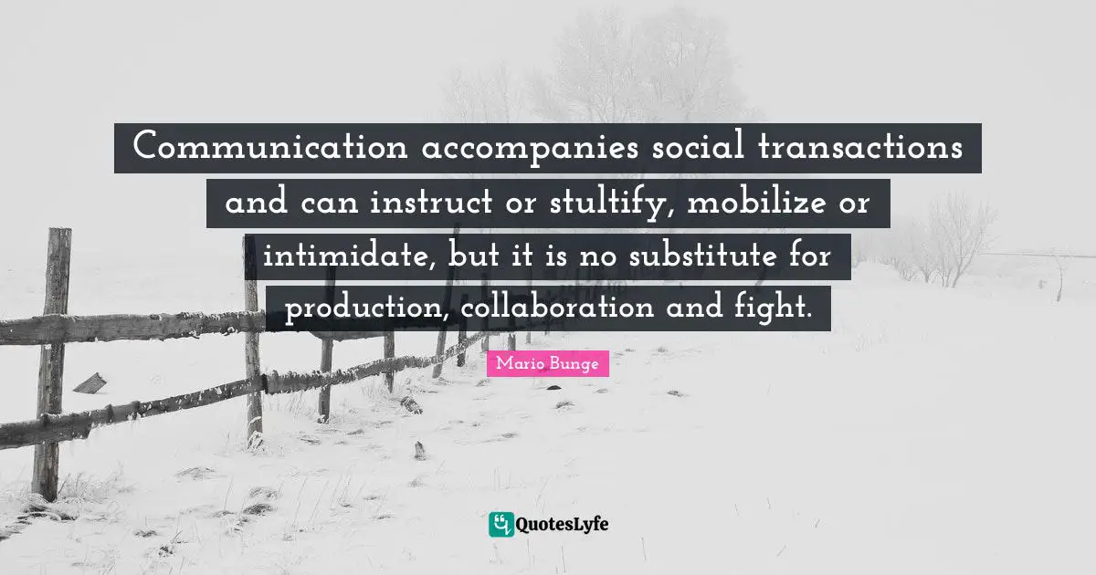 Communication accompanies social transactions and can instruct or stultify, mobilize or intimidate, but it is no substitute for production, collaboration and fight.