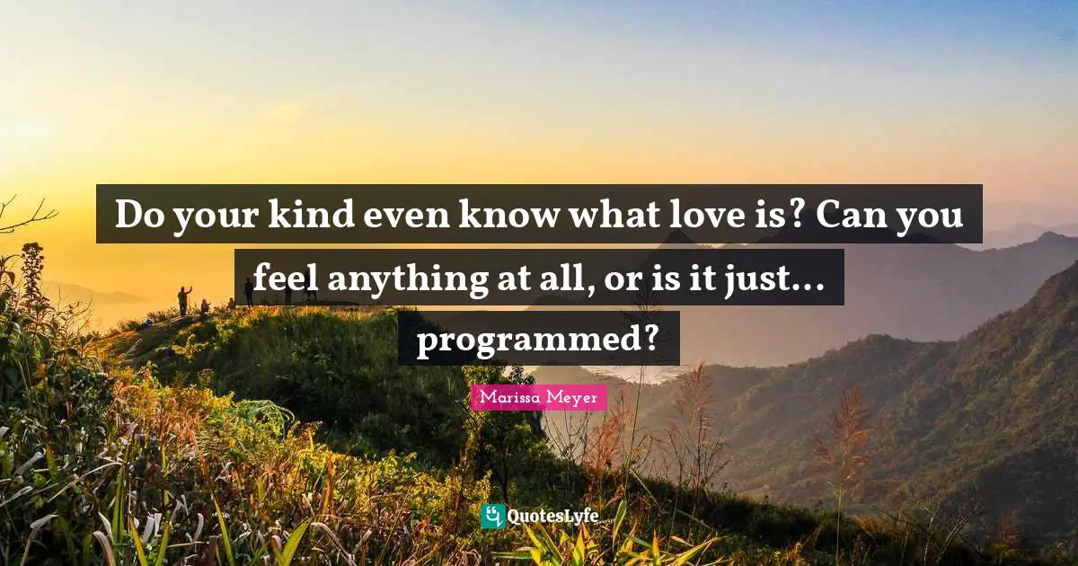 Do your kind even know what love is? Can you feel anything at all, or is it just... programmed?