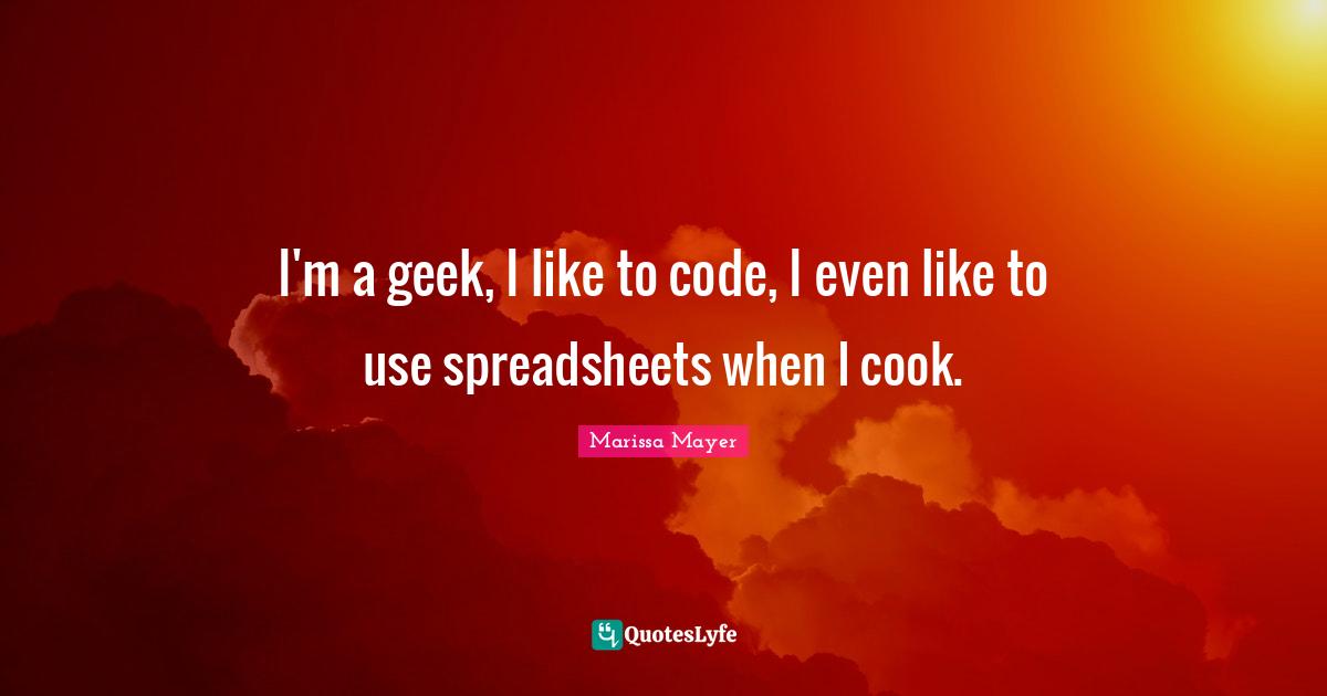 I'm a geek, I like to code, I even like to use spreadsheets when I cook.