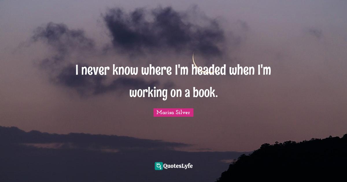 I never know where I'm headed when I'm working on a book.