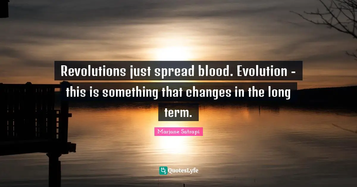 Revolutions just spread blood. Evolution - this is something that changes in the long term.