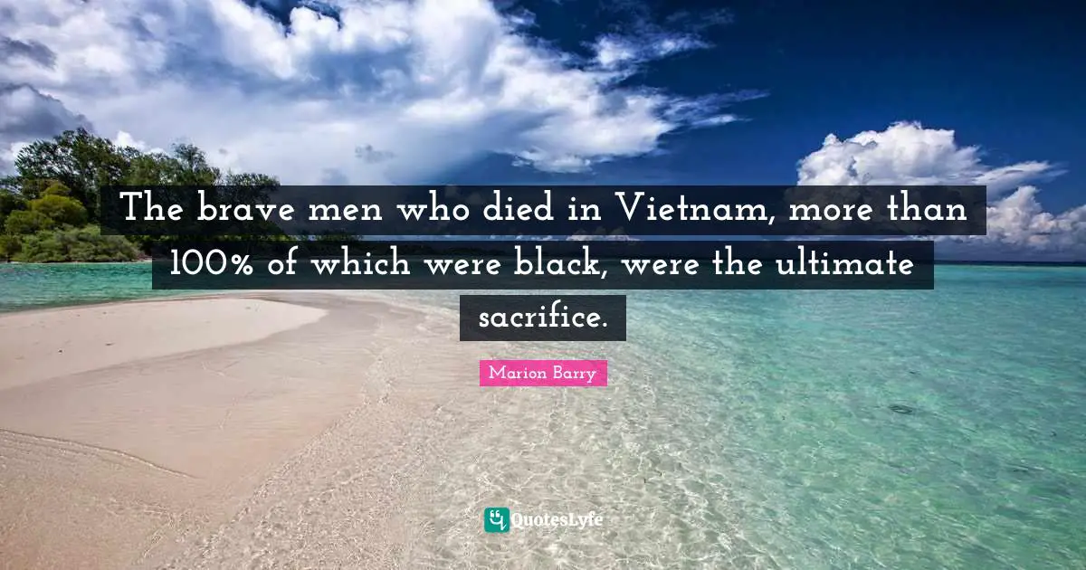 The brave men who died in Vietnam, more than 100% of which were black, were the ultimate sacrifice.