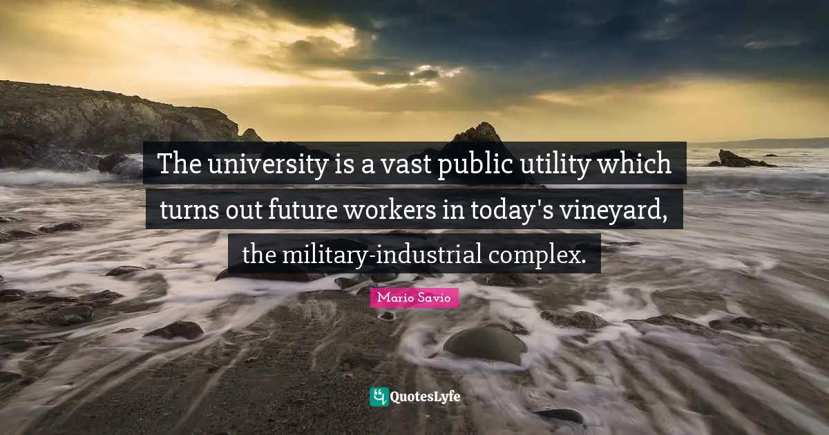 The university is a vast public utility which turns out future workers in today's vineyard, the military-industrial complex.