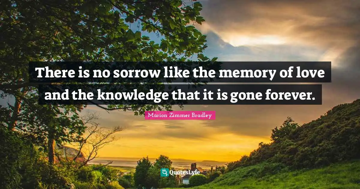 There is no sorrow like the memory of love and the knowledge that it is gone forever.