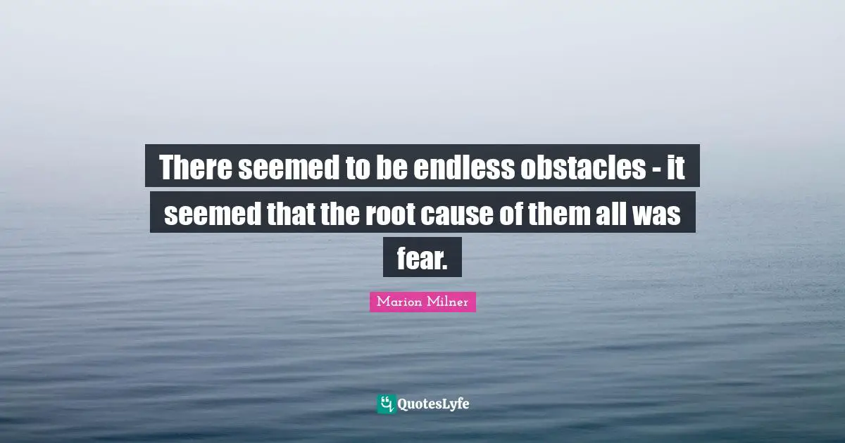 There seemed to be endless obstacles - it seemed that the root cause of them all was fear.
