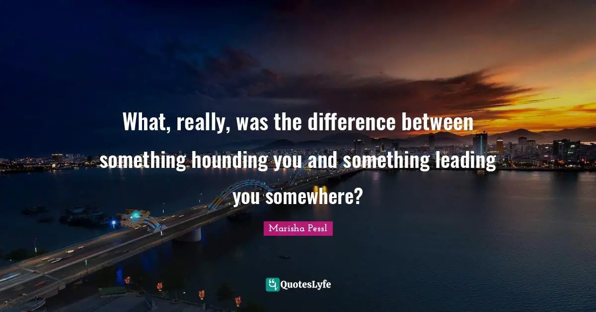 What, really, was the difference between something hounding you and something leading you somewhere?