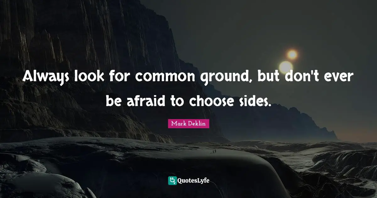 Common Ground Quotes: "Always look for common ground, but don't ever be afraid to choose sides."