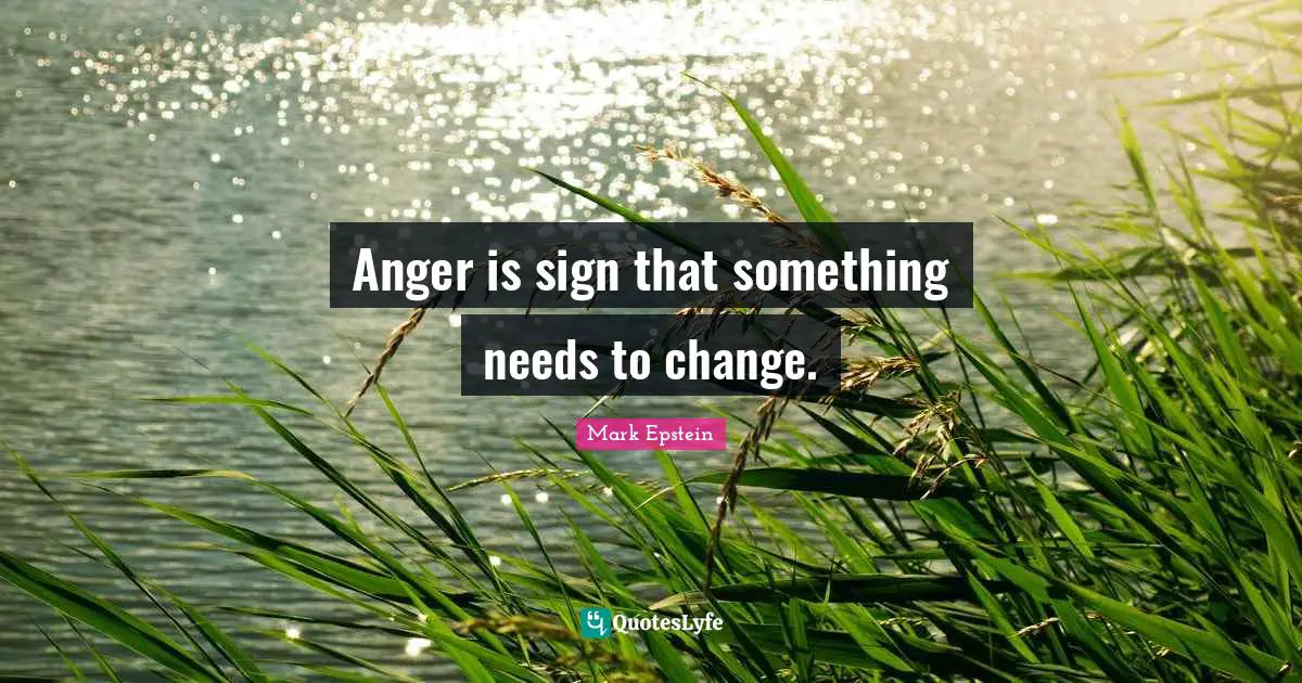 Need A Change Quotes: "Anger is sign that something needs to change."