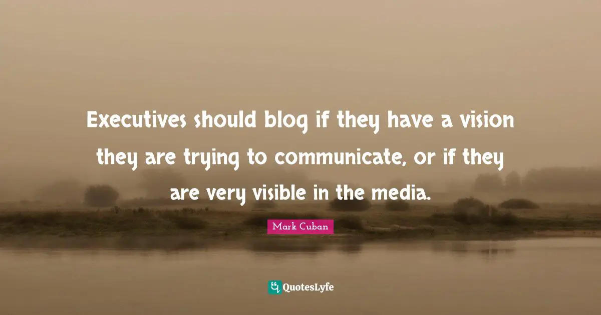 Executives should blog if they have a vision they are trying to communicate, or if they are very visible in the media.