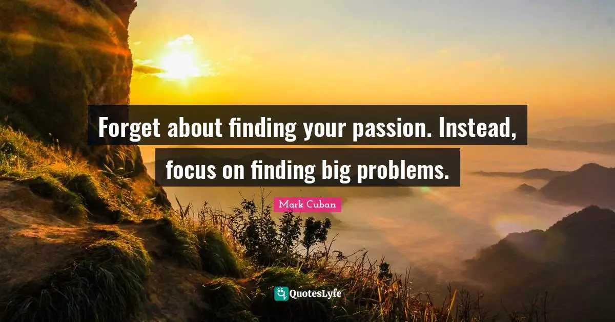 Big Problems Quotes: "Forget about finding your passion. Instead, focus on finding big problems."