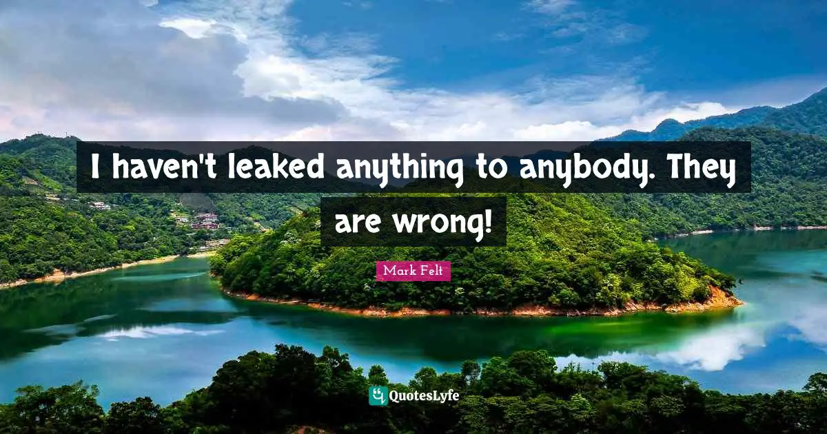 I haven't leaked anything to anybody. They are wrong!