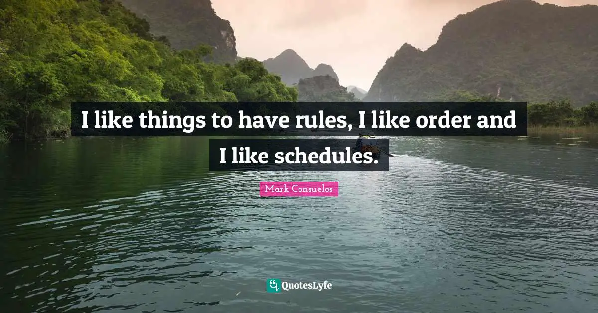 I like things to have rules, I like order and I like schedules.