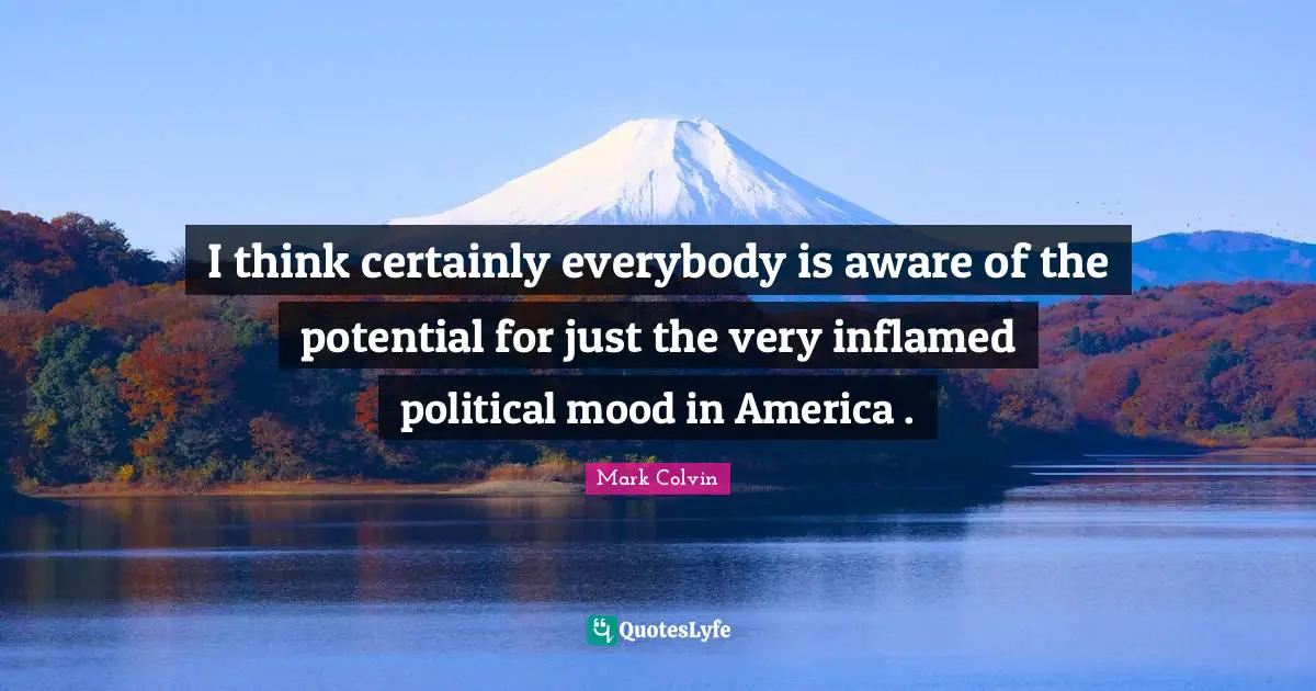 I think certainly everybody is aware of the potential for just the very inflamed political mood in America .