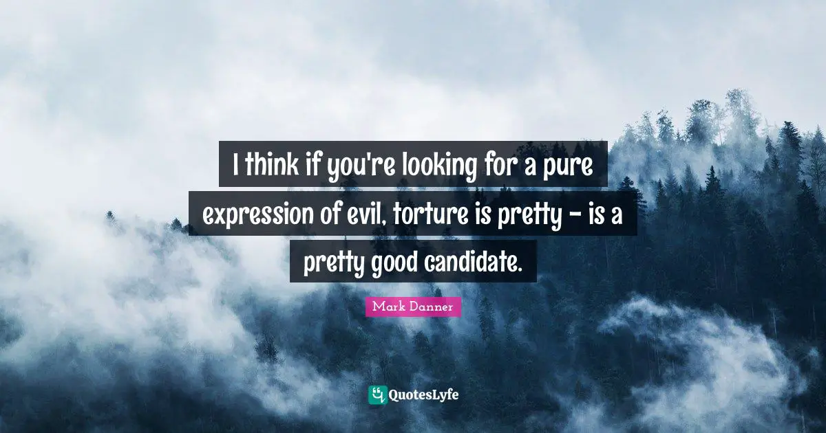 I think if you're looking for a pure expression of evil, torture is pretty - is a pretty good candidate.