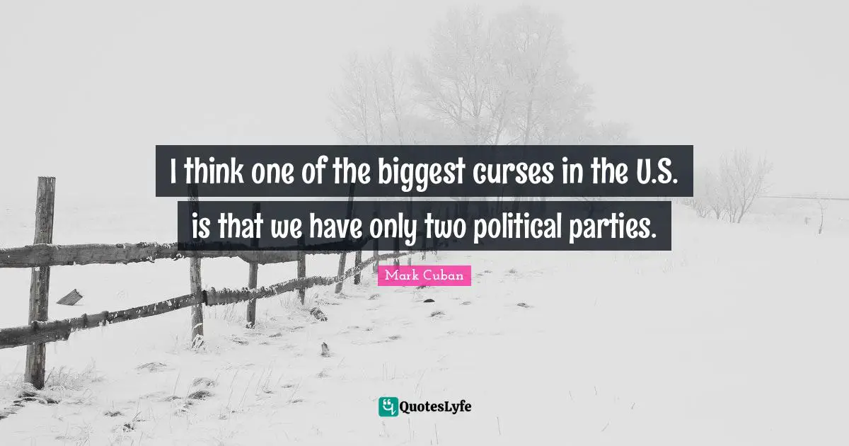 I think one of the biggest curses in the U.S. is that we have only two political parties.