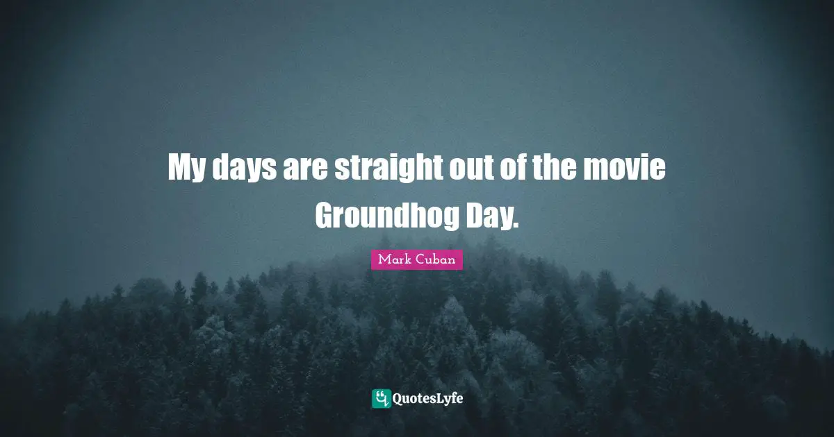 My days are straight out of the movie Groundhog Day.