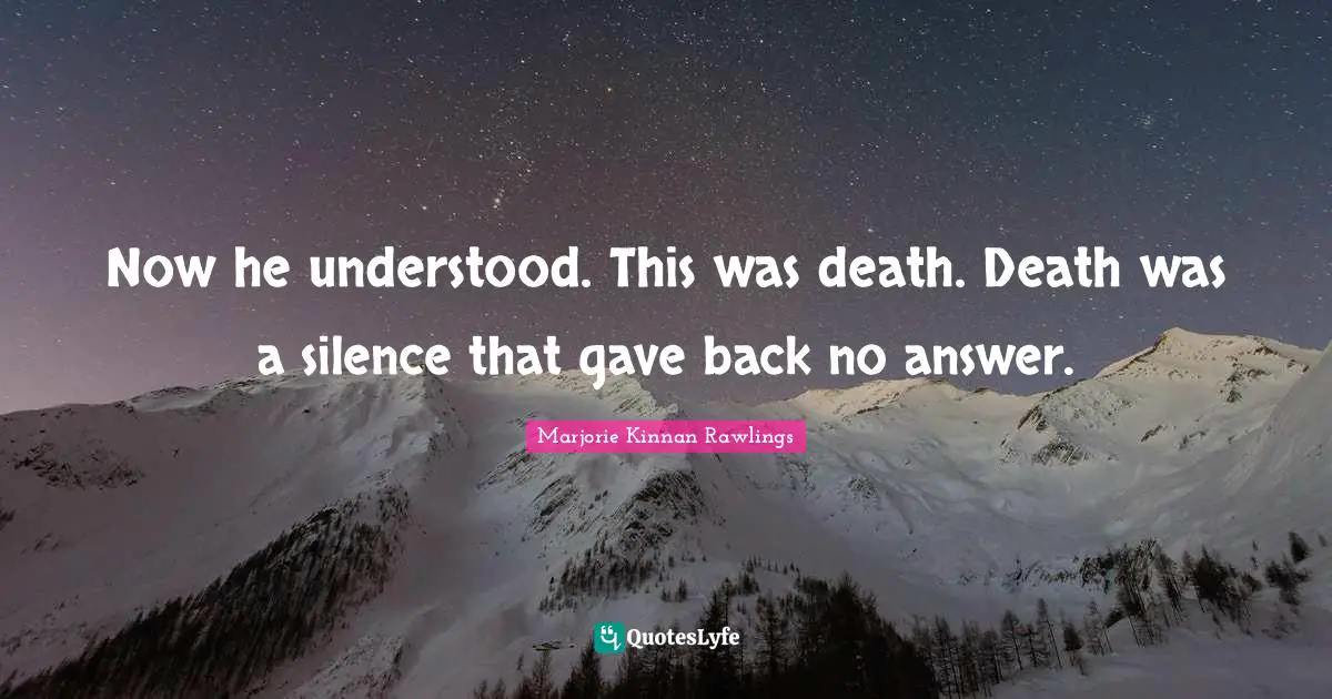 Now he understood. This was death. Death was a silence that gave back no answer.