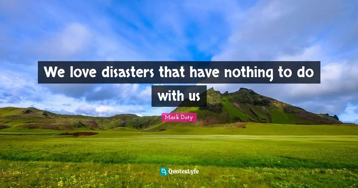 We love disasters that have nothing to do with us