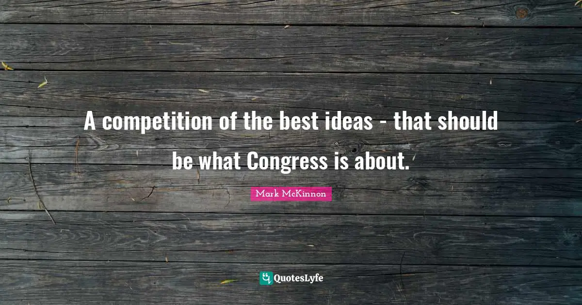 A competition of the best ideas - that should be what Congress is about.