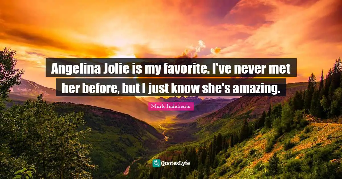 Angelina Jolie is my favorite. I've never met her before, but I just know she's amazing.