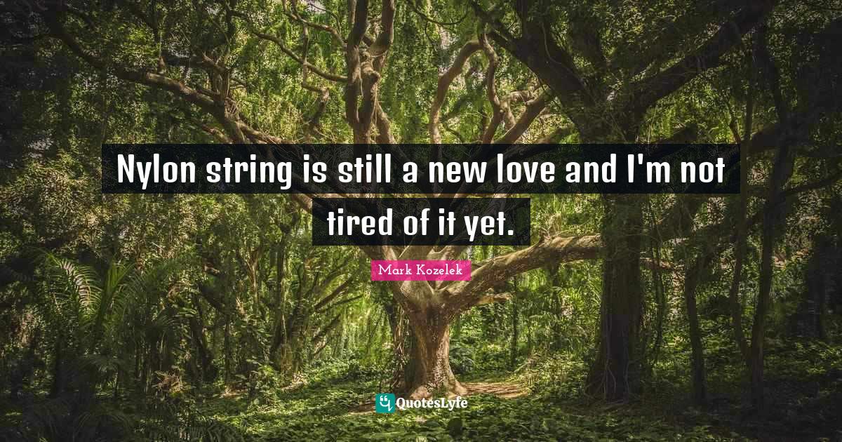Nylon string is still a new love and I'm not tired of it yet.... Quote by Mark Kozelek QuotesLyfe