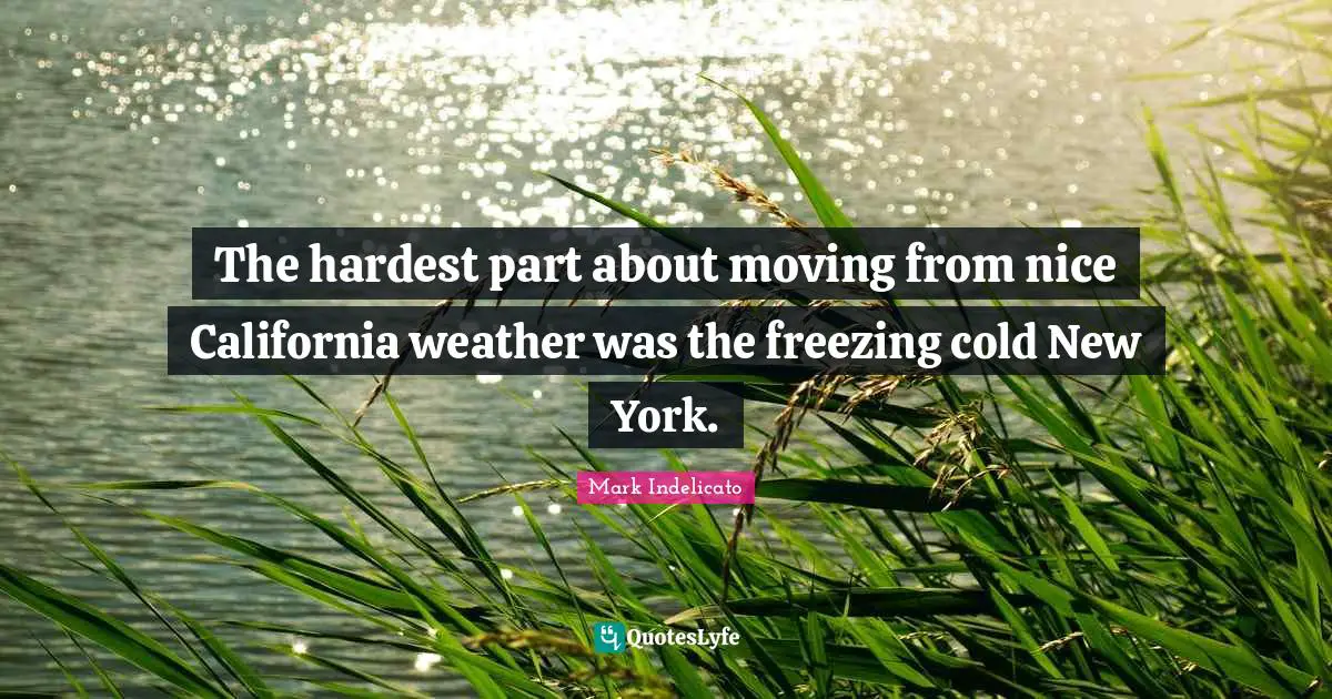 The hardest part about moving from nice California weather was the freezing cold New York.