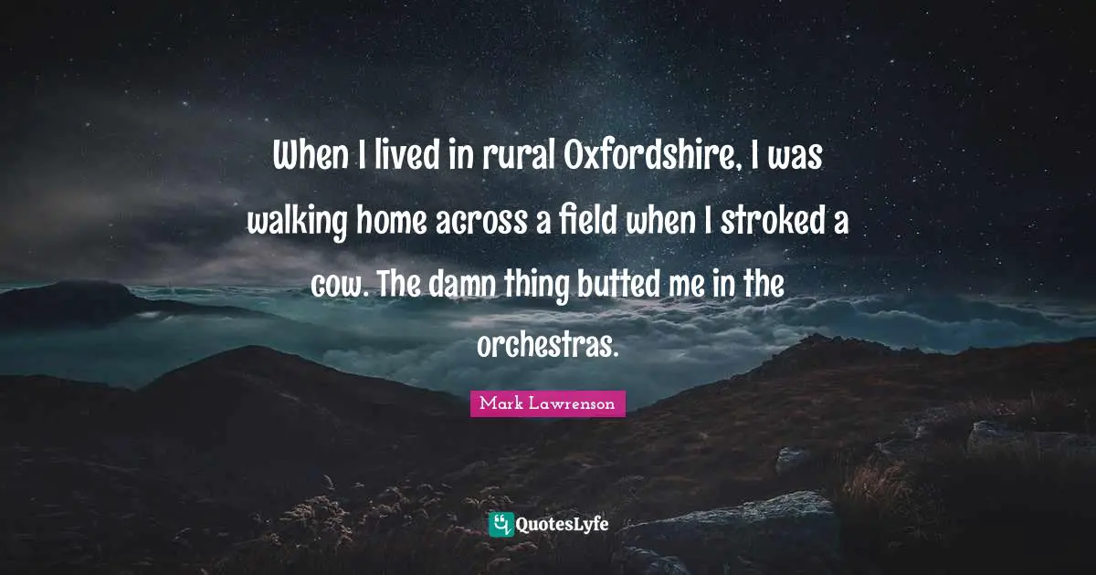 When I lived in rural Oxfordshire, I was walking home across a field when I stroked a cow. The damn thing butted me in the orchestras.