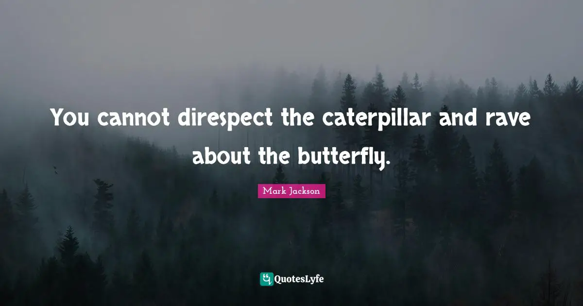 Mark Jackson Quotes: You cannot direspect the caterpillar and rave about the butterfly.